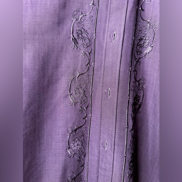 CUBAVERA Vintage Purple Embroidered Front Button-Up Short Sleeve Shirt 3XLT - Picture 3 of 9